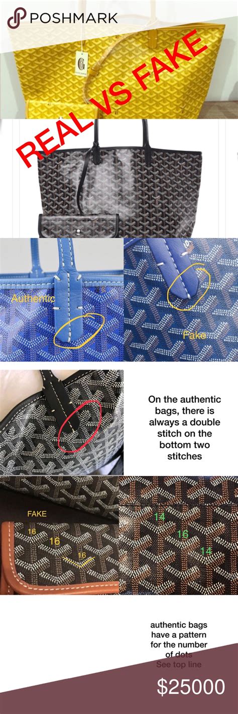 authentic vs fake goyard|authentic goyard tote.